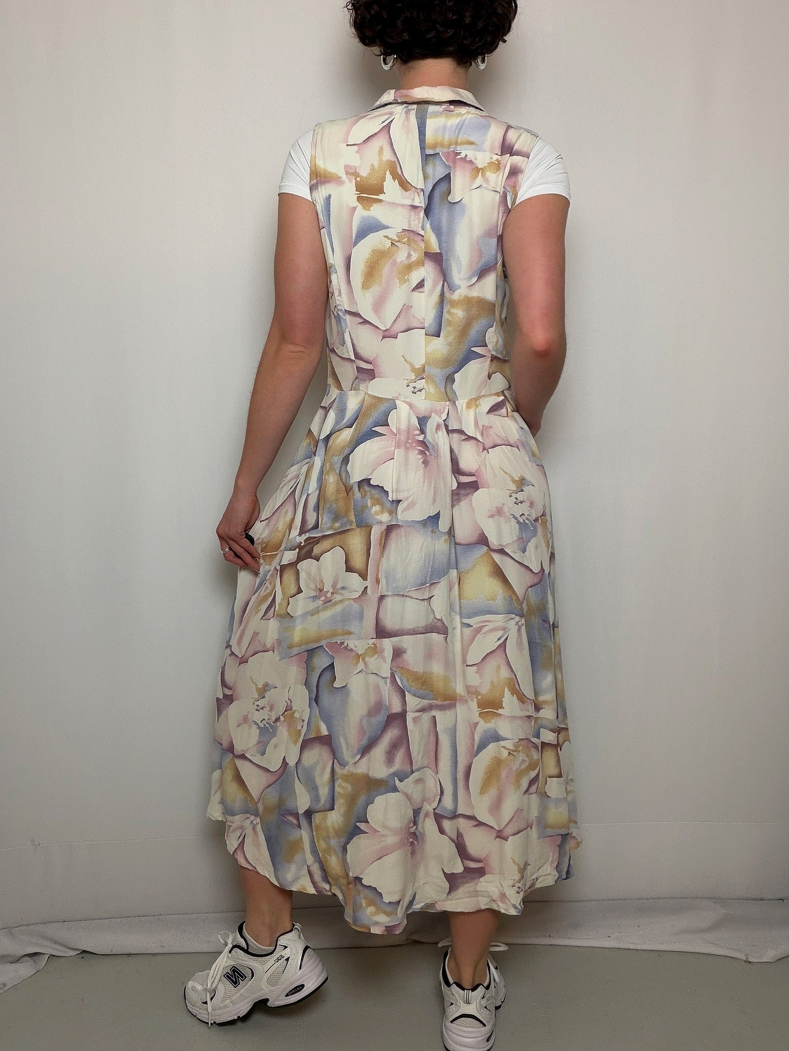 Robe fluide pastel à fleurs M/L vintage
