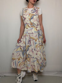 Robe fluide pastel à fleurs M/L vintage