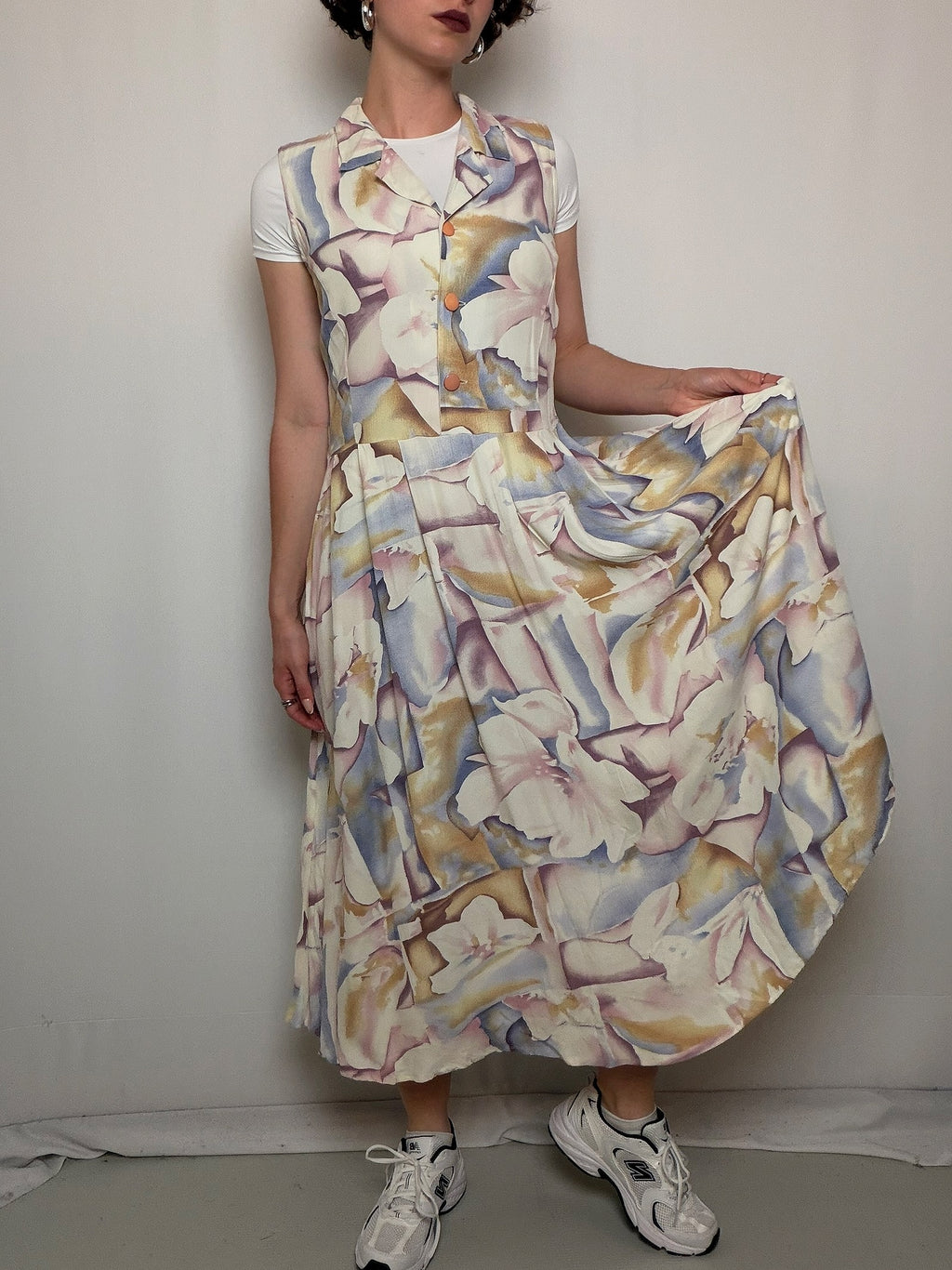 Robe fluide pastel à fleurs M/L vintage