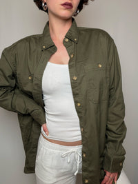 Chemise oversized en denim kaki M vintage