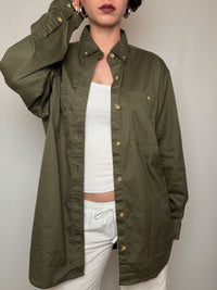Chemise oversized en denim kaki M vintage