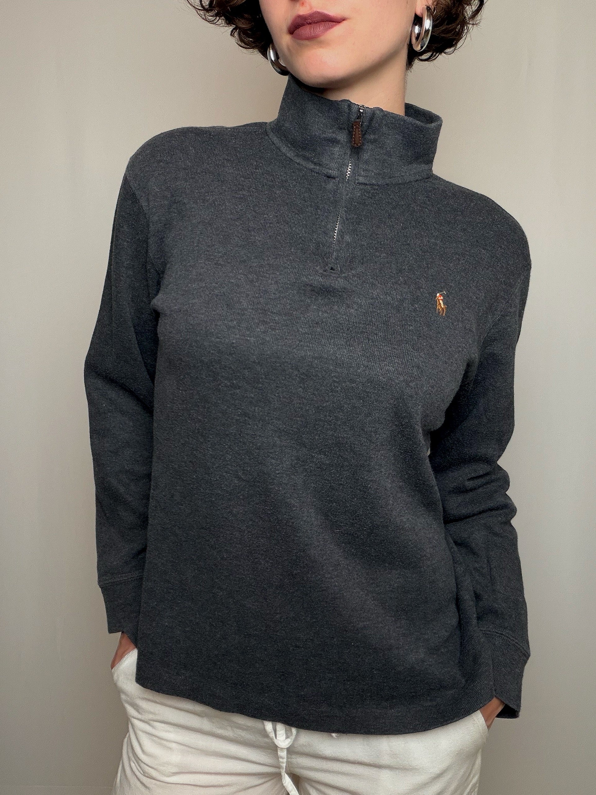 Pull camioneur gris Ralph Lauren S vintage