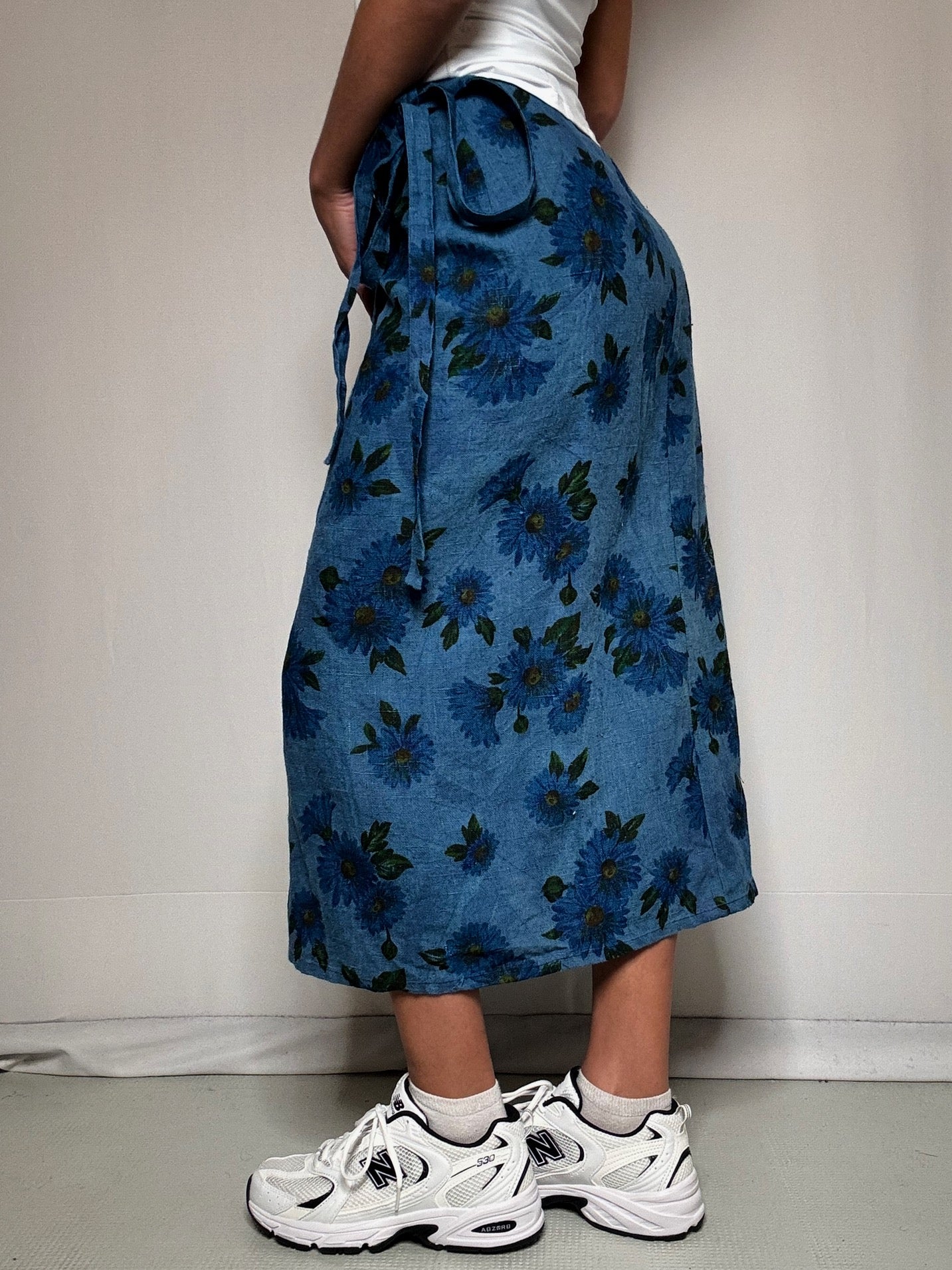 Jupe longue portefeuille en lin S vintage