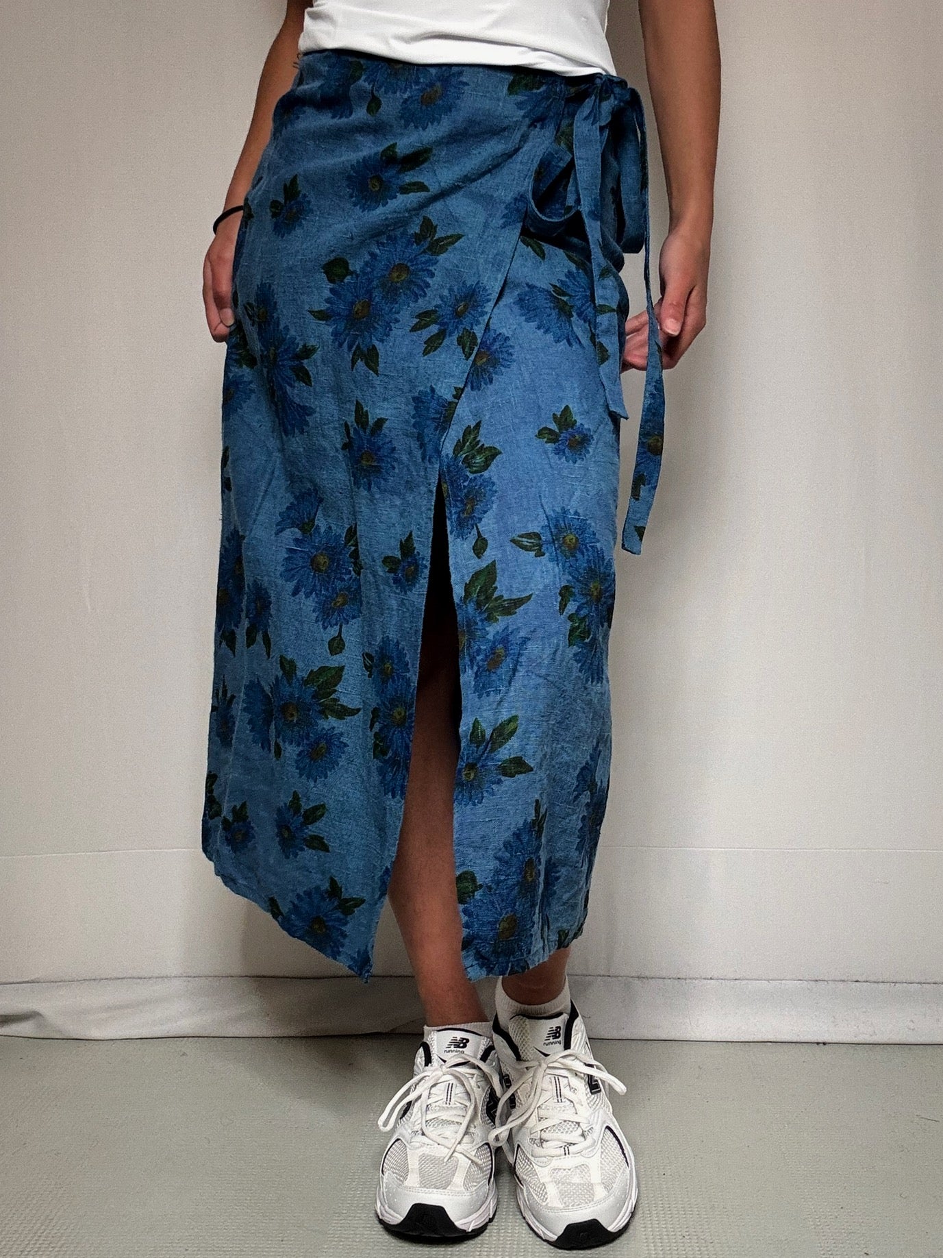 Jupe longue portefeuille en lin S vintage