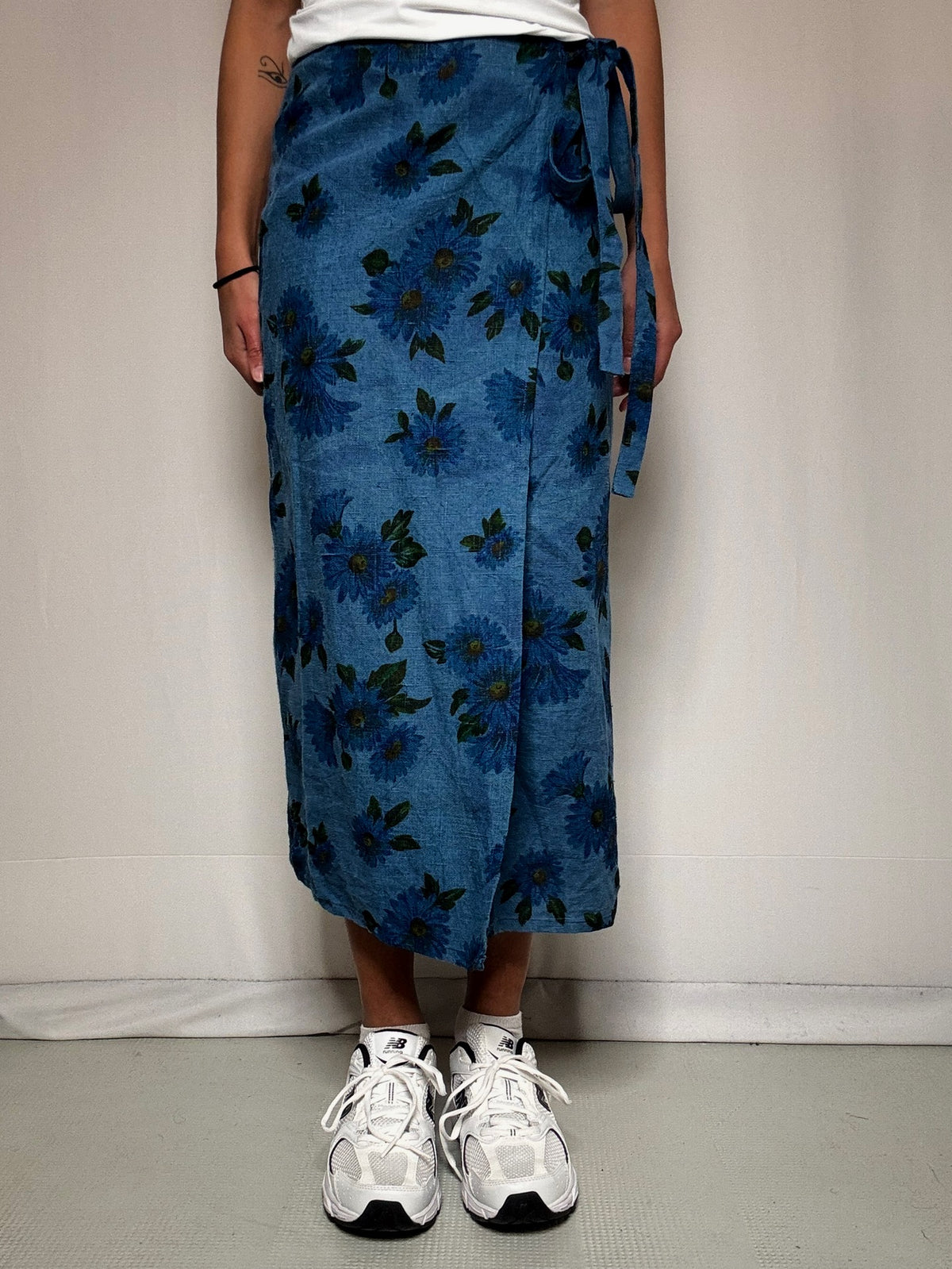 Jupe longue portefeuille en lin S vintage