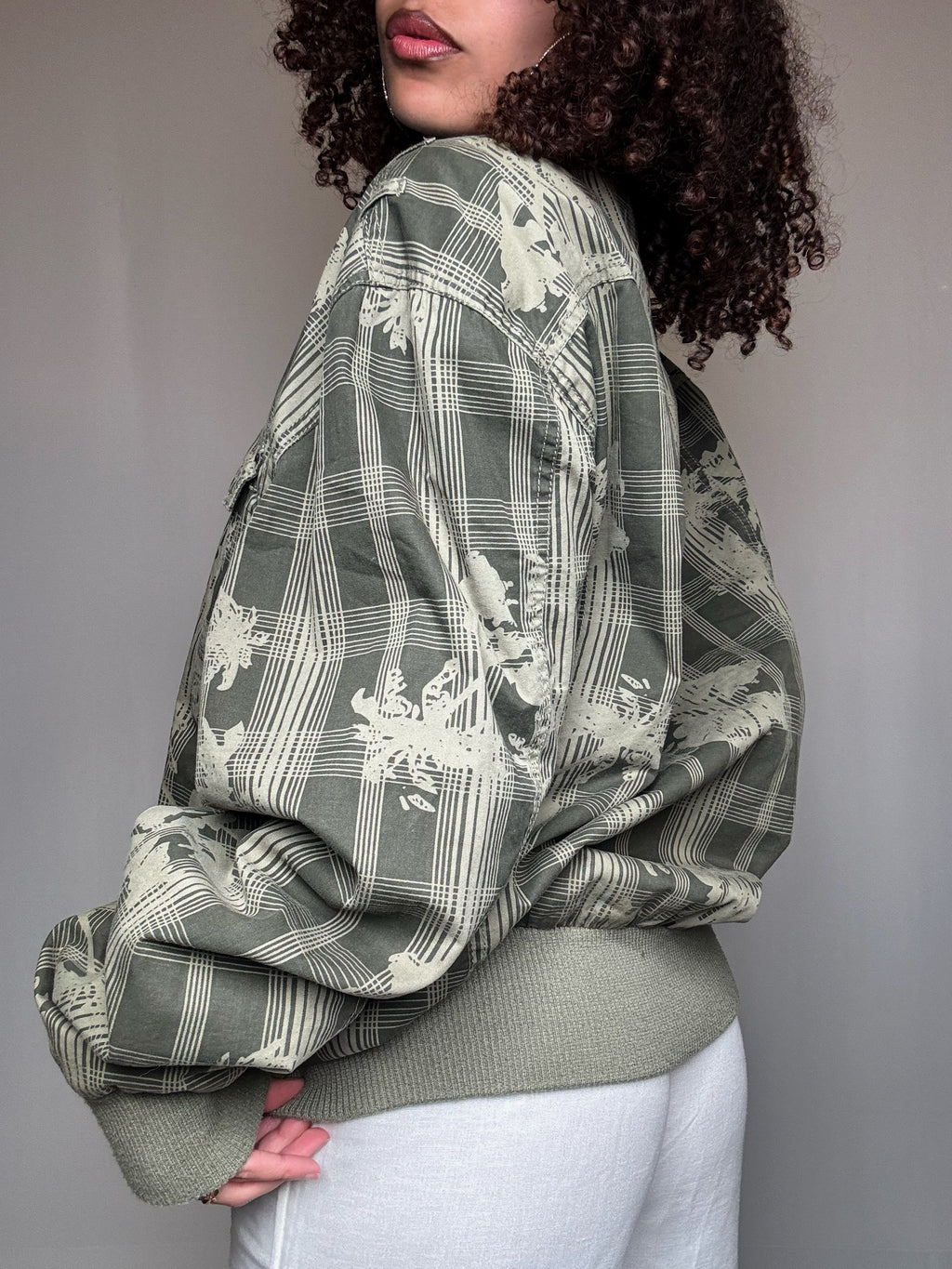Bomber kaki à motif XL vintage
