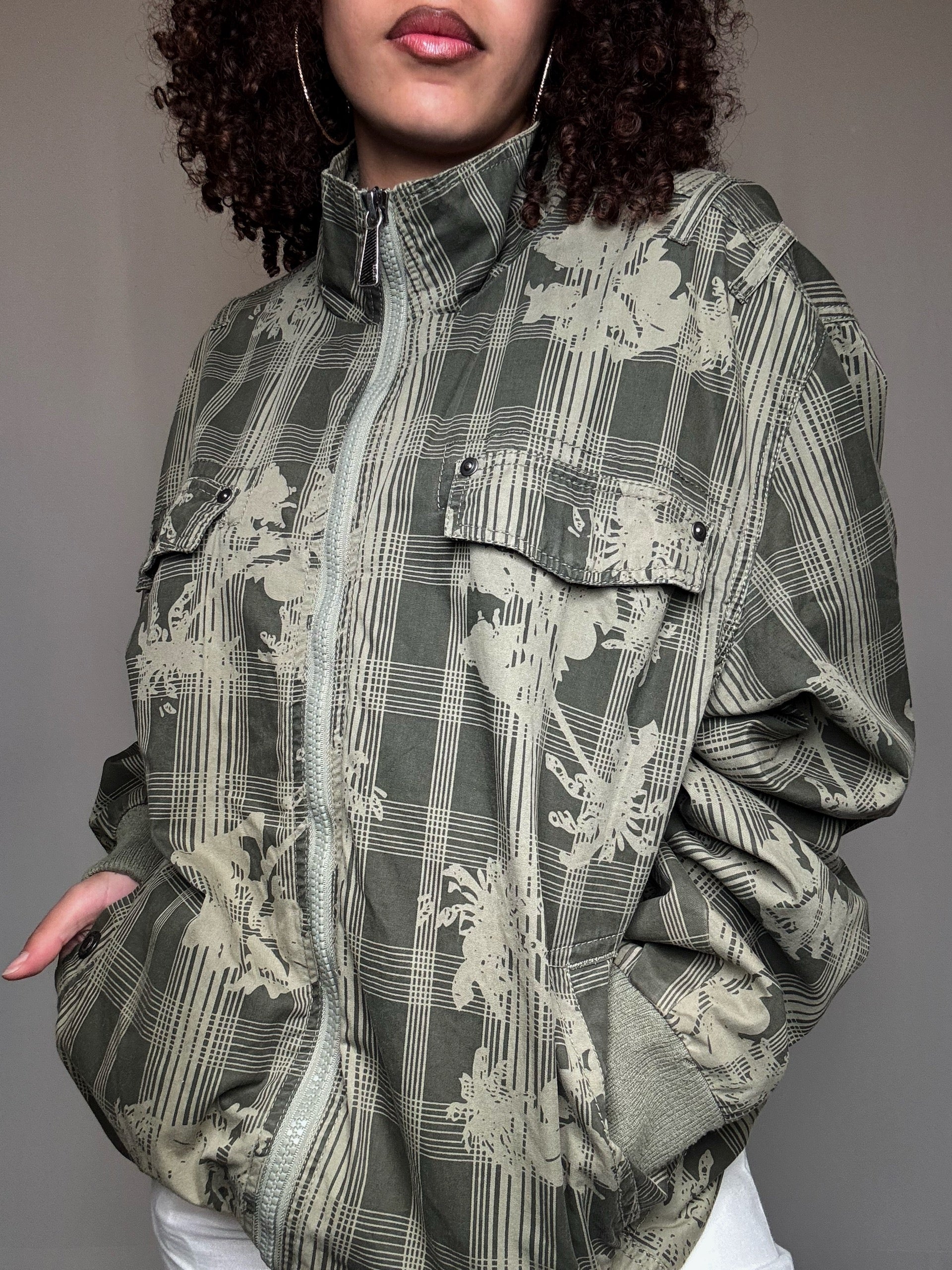 Bomber kaki à motif XL vintage