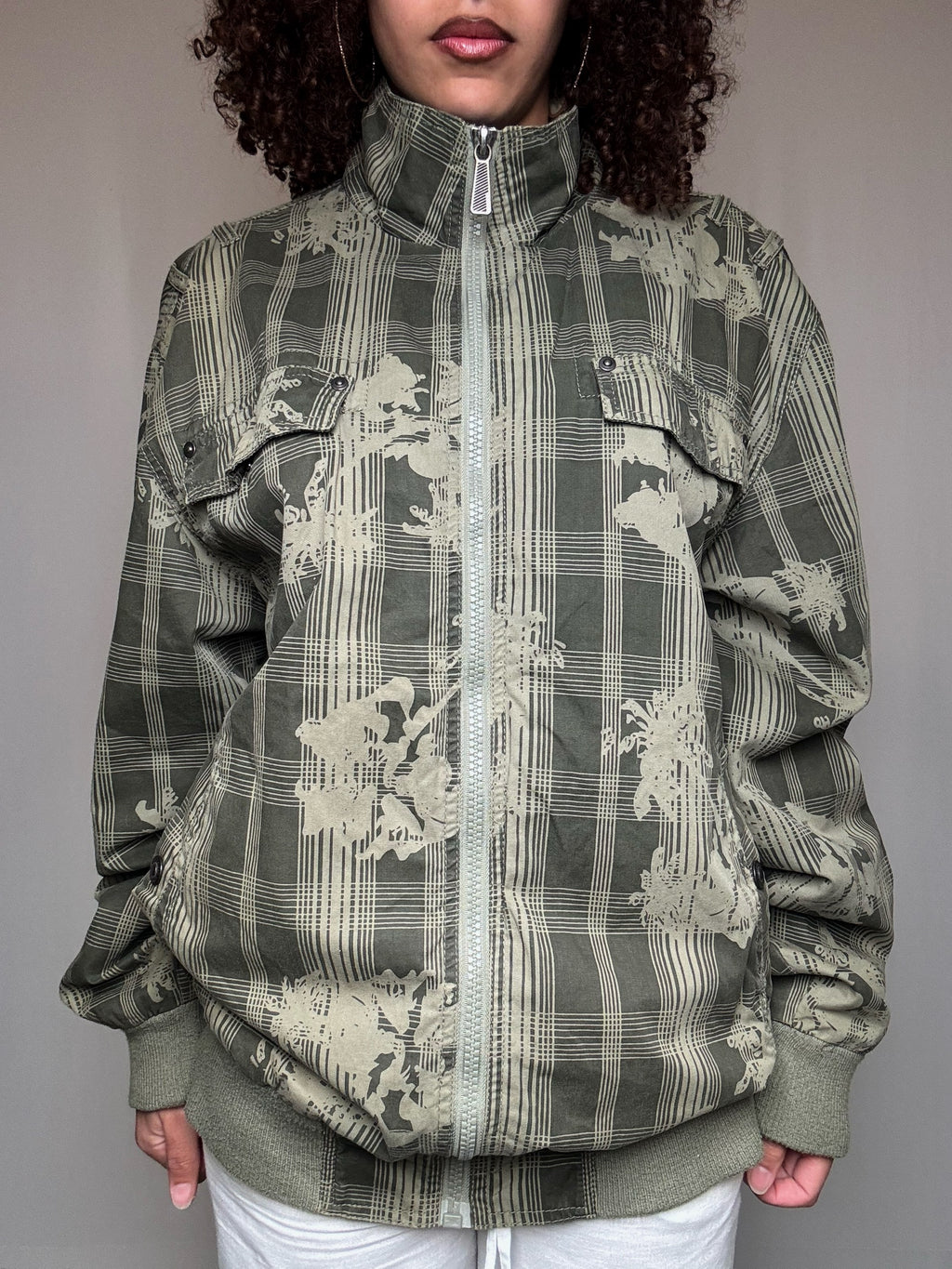 Bomber kaki à motif XL vintage