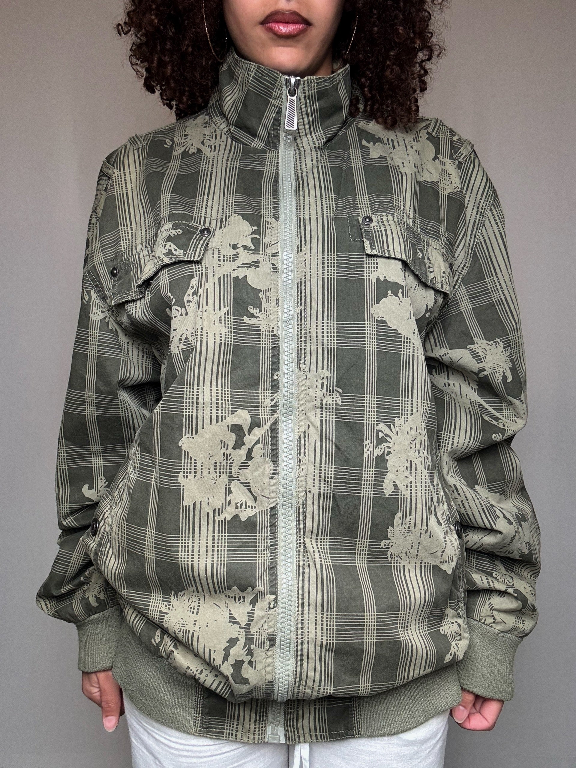 Bomber kaki à motif XL vintage
