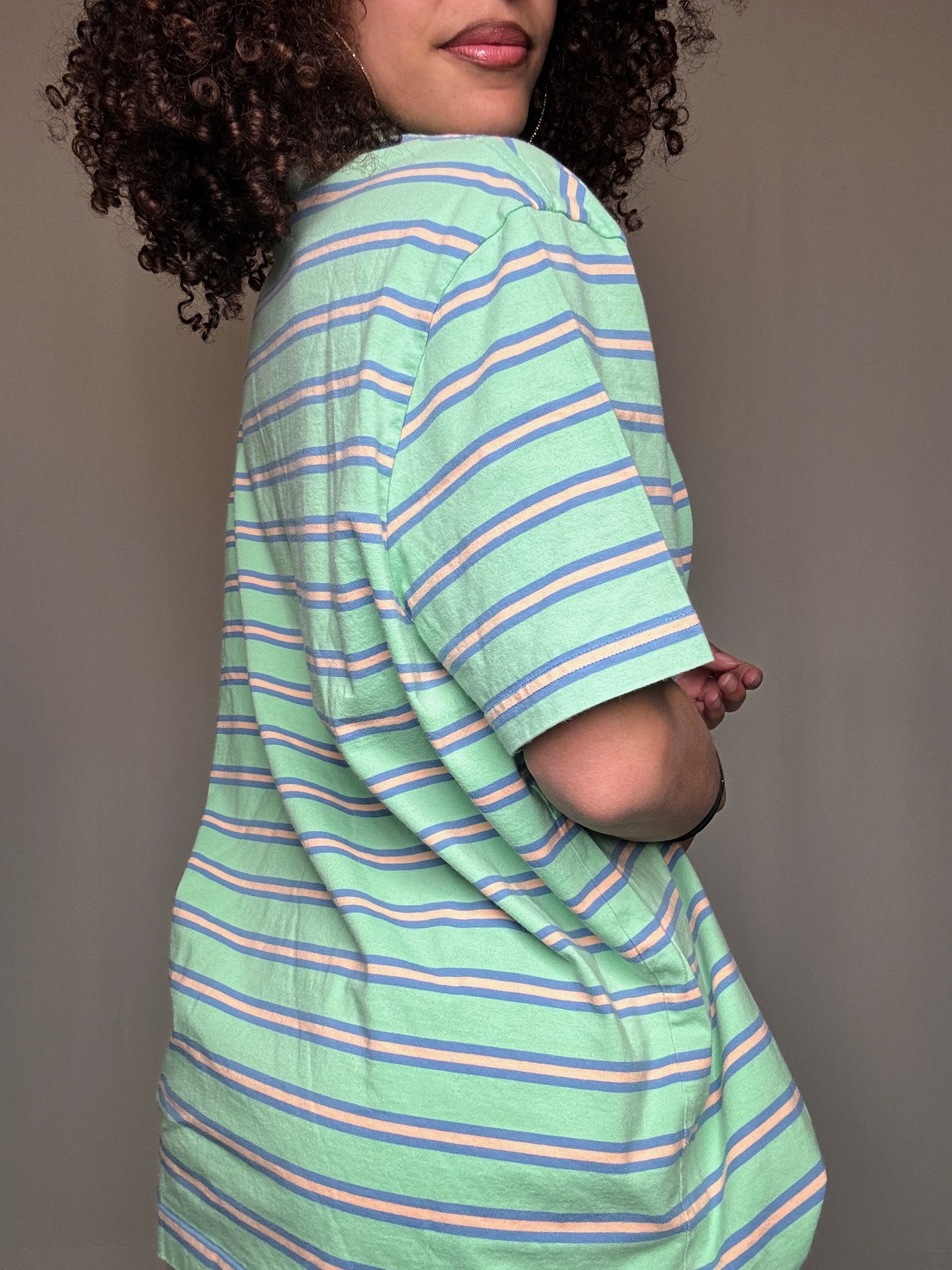 Polo vert à rayures Lacoste XXL vintage