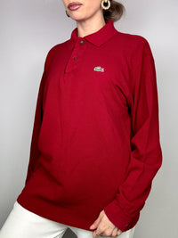 LACOSTE L Vintage rotes Langarm-Poloshirt