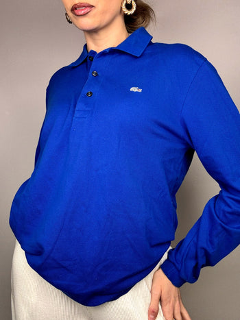 Polo manches longues bleu LACOSTE L Vintage