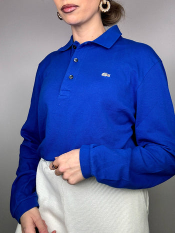 Polo manches longues bleu LACOSTE L Vintage