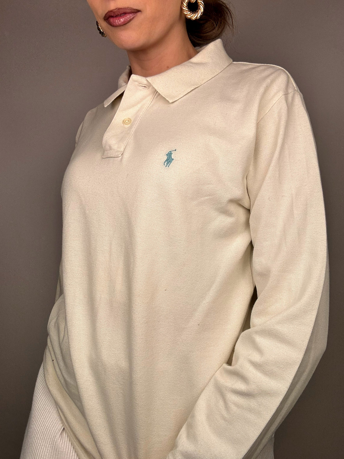 RALPH LAUREN XL Vintage cream long sleeve polo shirt