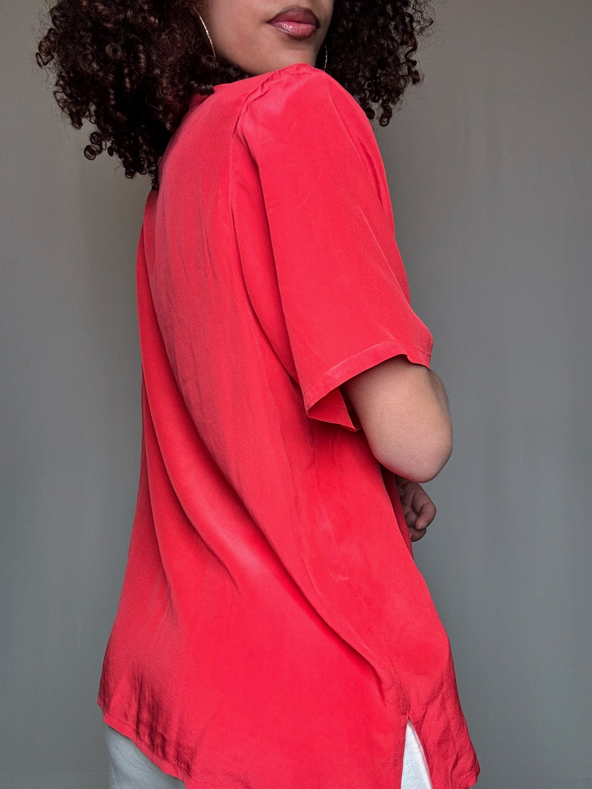 Chemisier en soie framboise M vintage