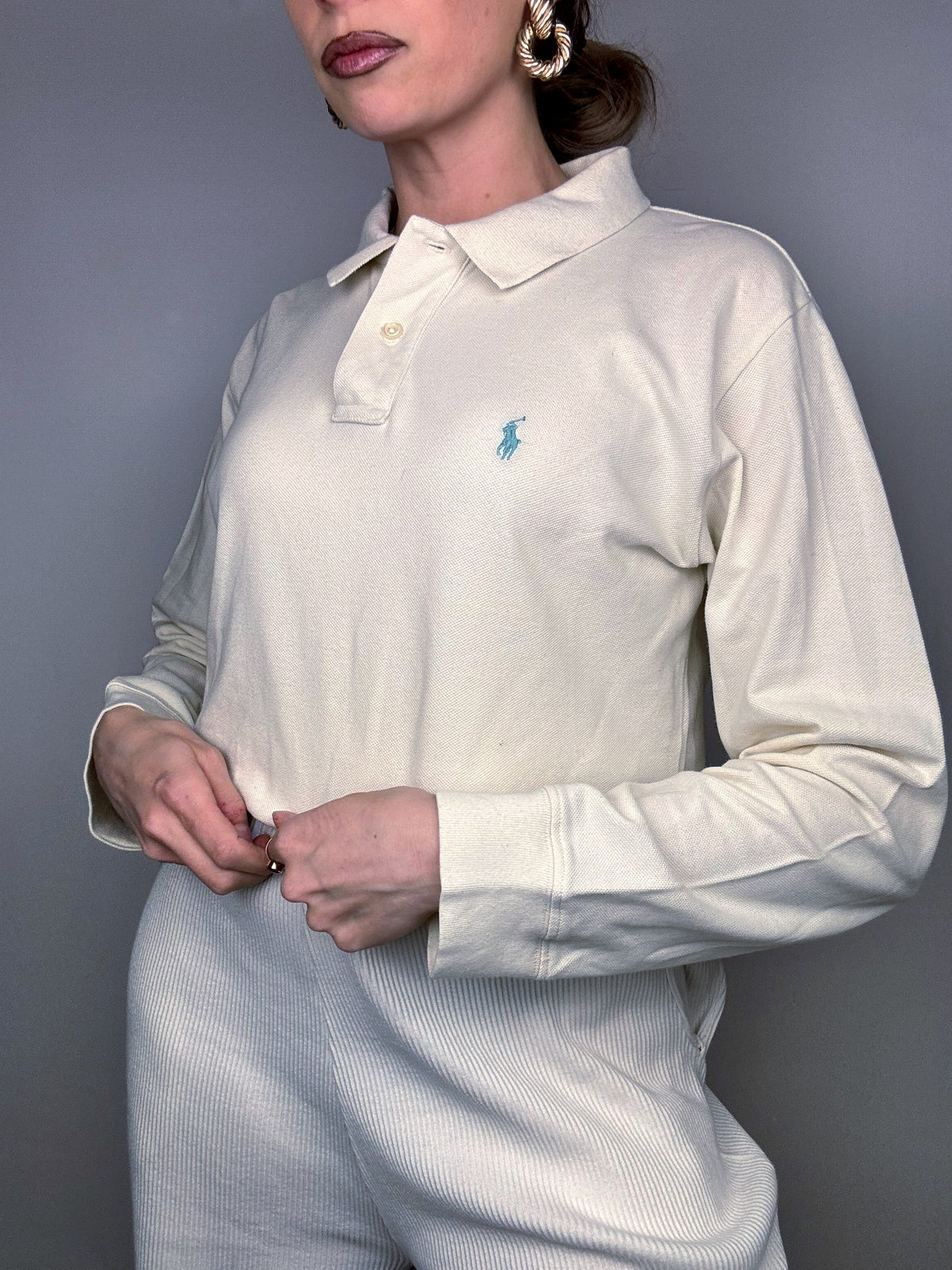 RALPH LAUREN XL Vintage cream long sleeve polo shirt