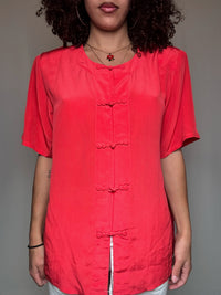 Himbeerfarbene Seidenbluse Gr. M, Vintage