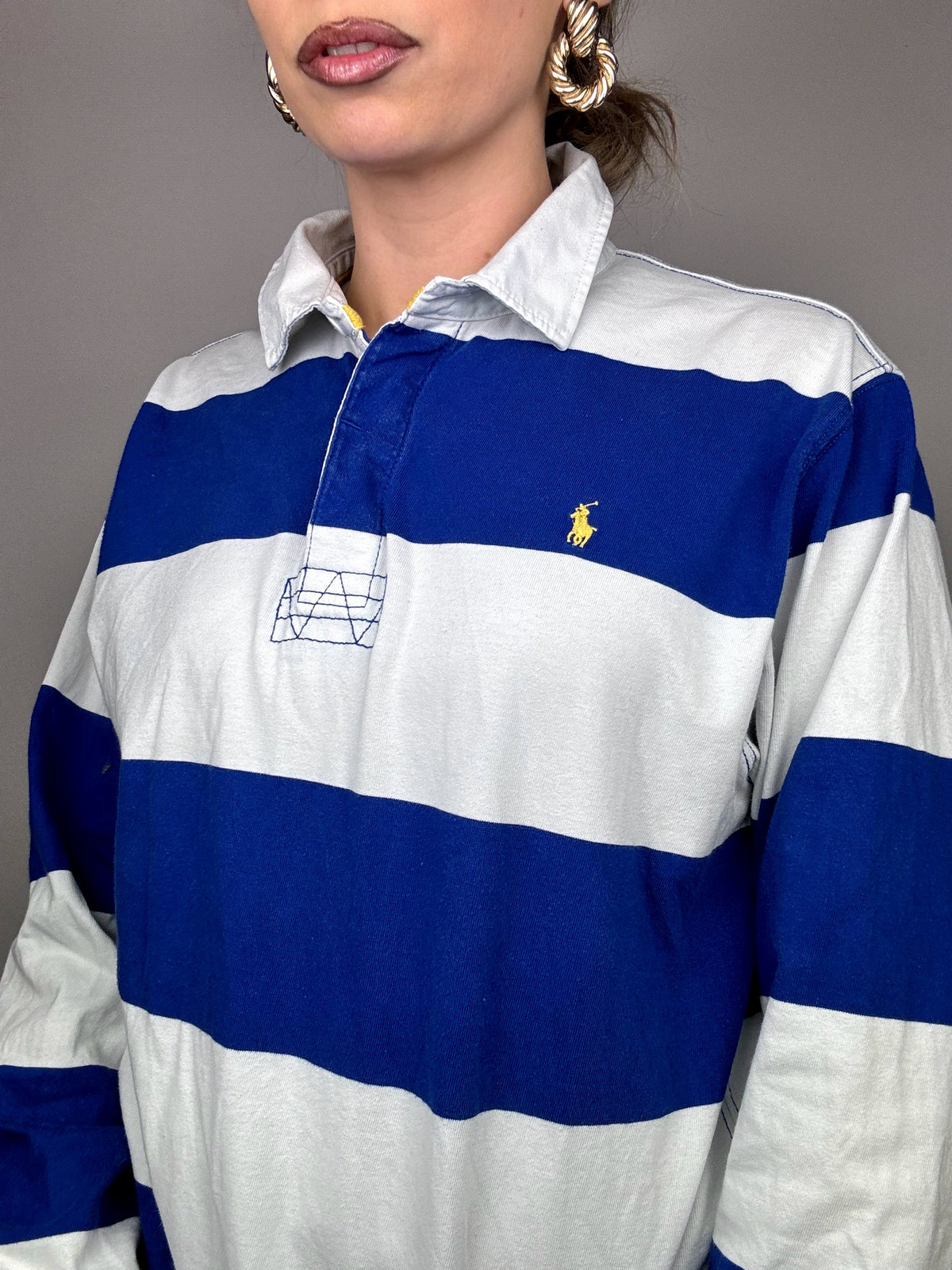 RALPH LAUREN XL Vintage Striped Long Sleeve Polo Shirt