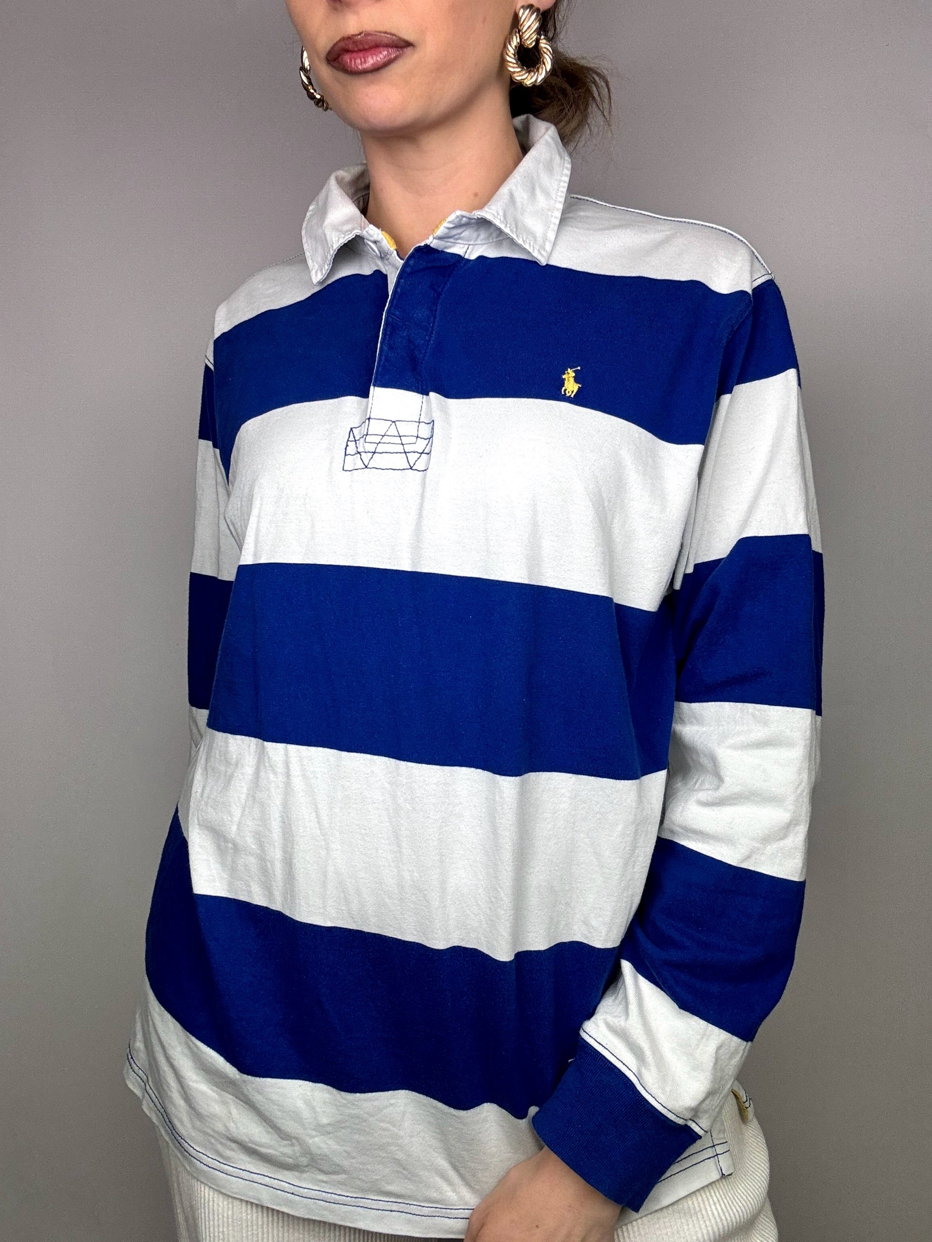 RALPH LAUREN XL Vintage Striped Long Sleeve Polo Shirt