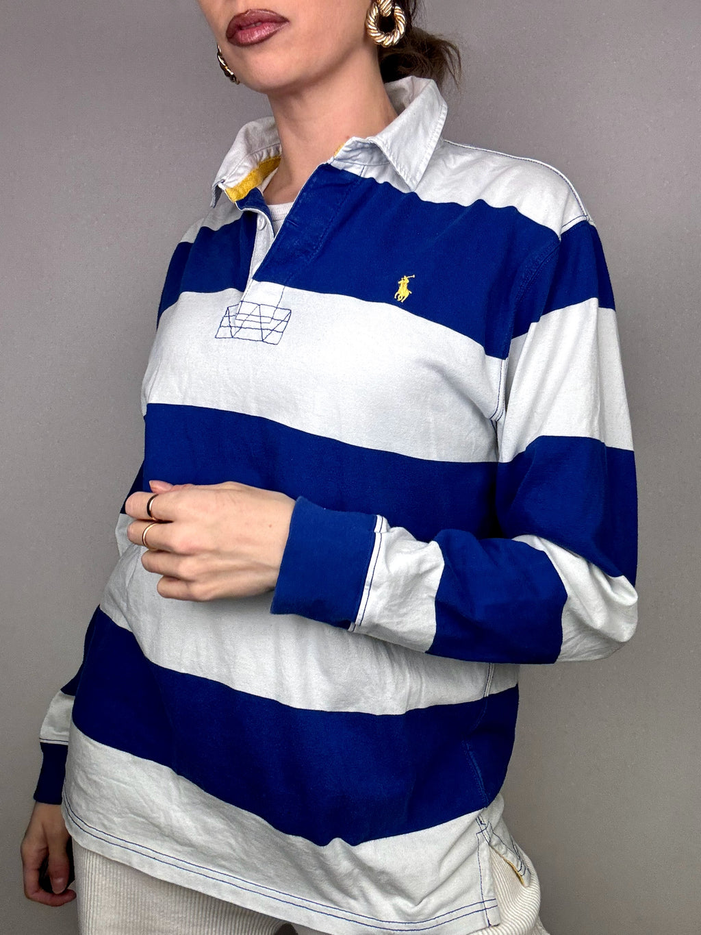 RALPH LAUREN XL Vintage Striped Long Sleeve Polo Shirt