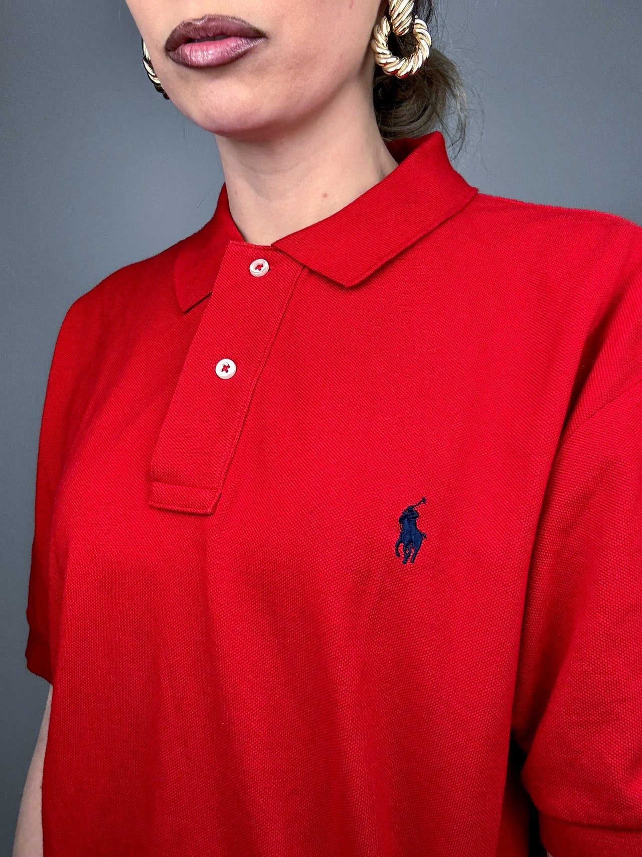 Polo manches courtes rouge RALPH LAUREN L Vintage