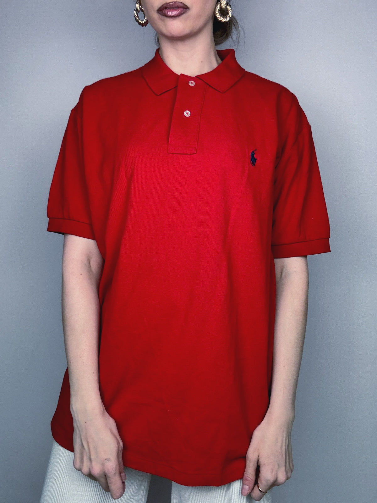 RALPH LAUREN L Vintage red short-sleeved polo shirt