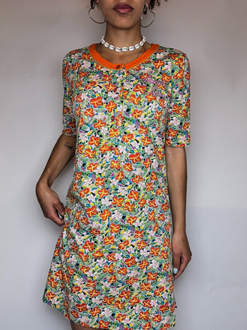 Robe tee shirt fleurie multicolore M vintage