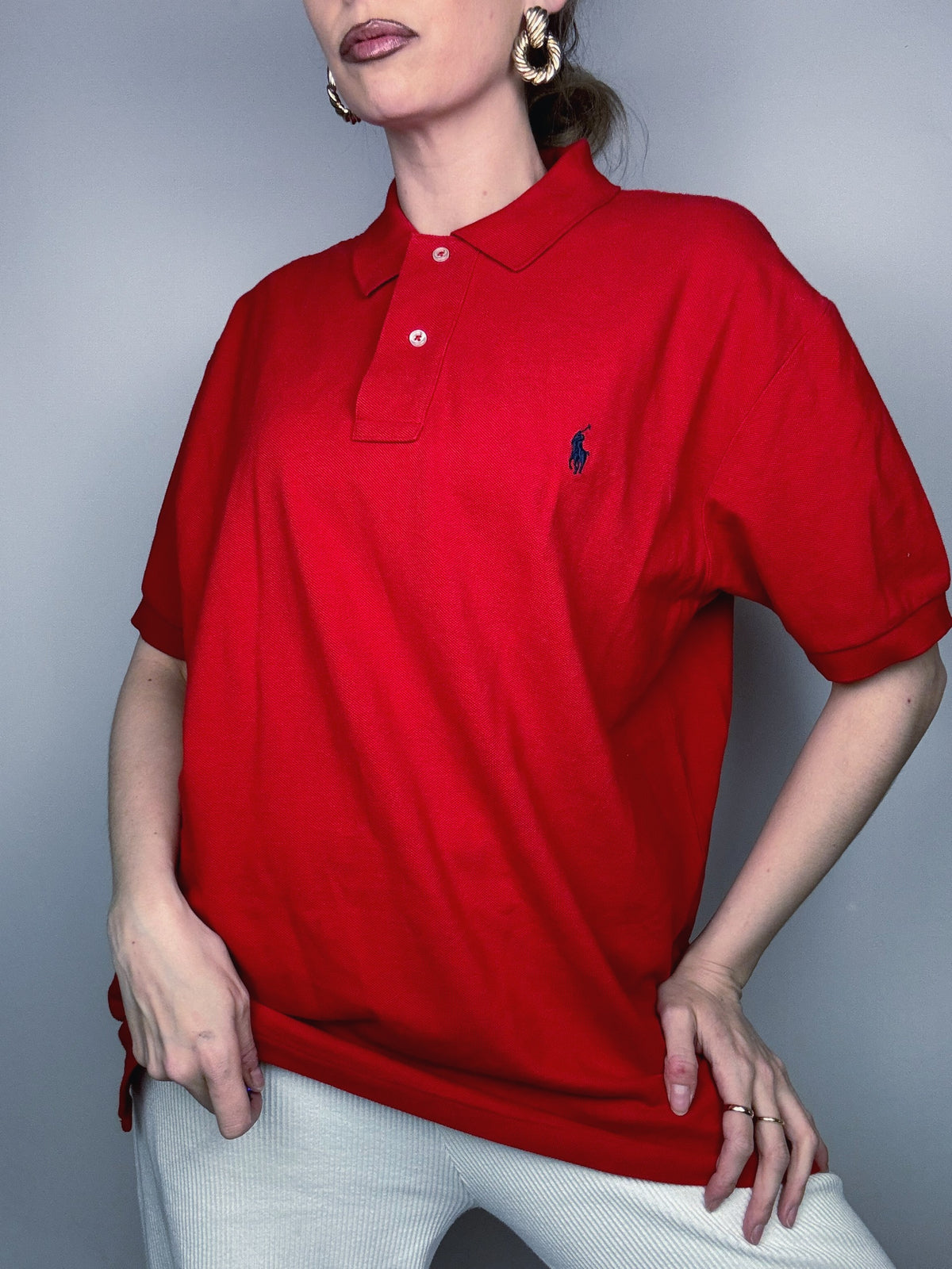 RALPH LAUREN L Vintage red short-sleeved polo shirt