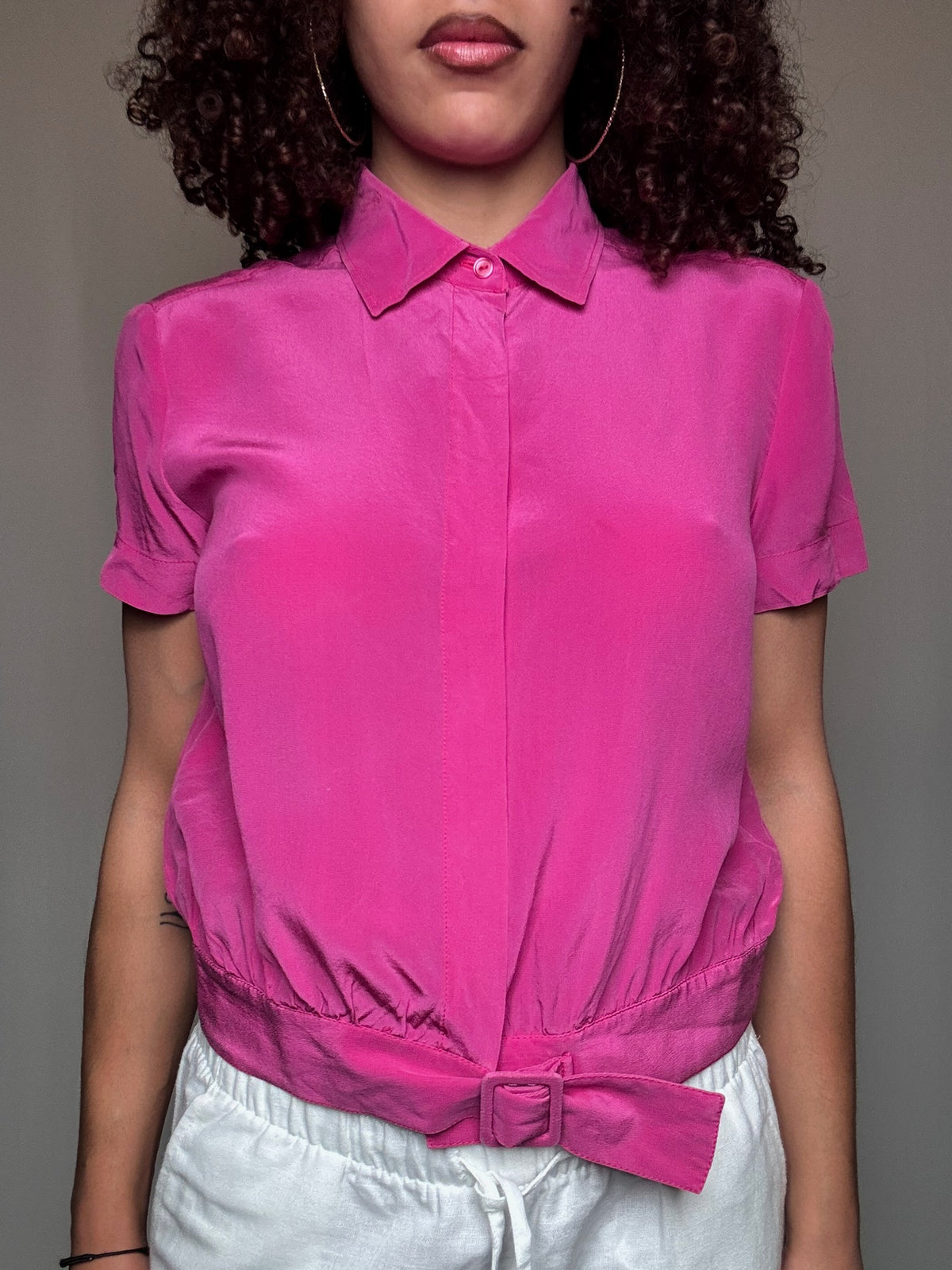 Chemisier en soie fuchsia S vintage
