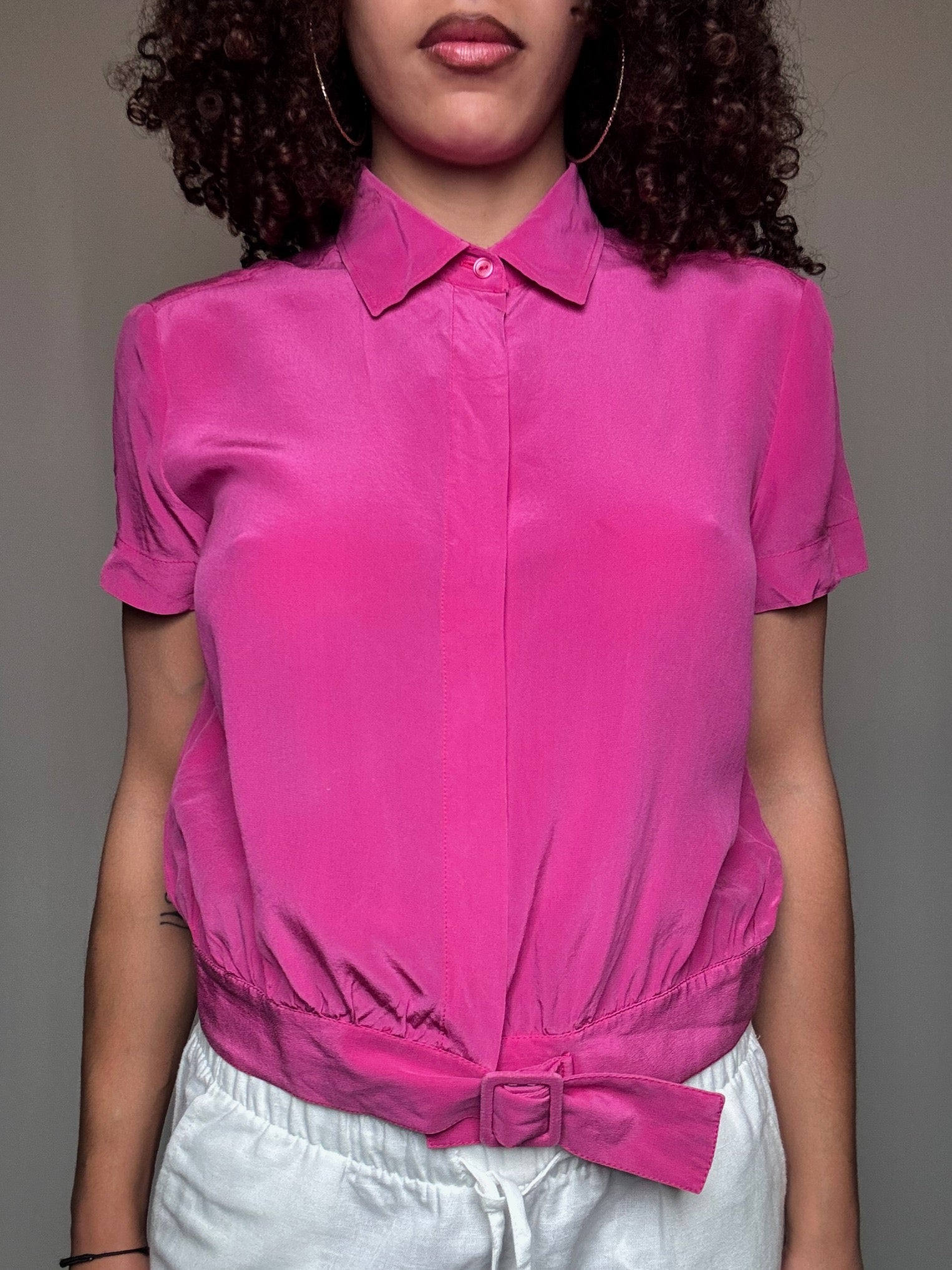 Chemisier en soie fuchsia S vintage