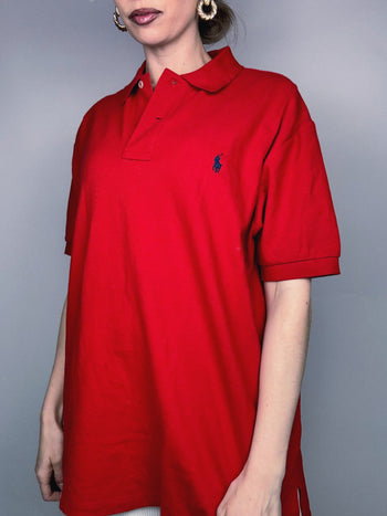 Polo manches courtes rouge RALPH LAUREN L Vintage