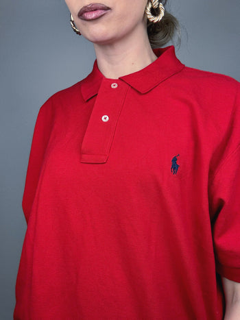 Polo manches courtes rouge RALPH LAUREN L Vintage