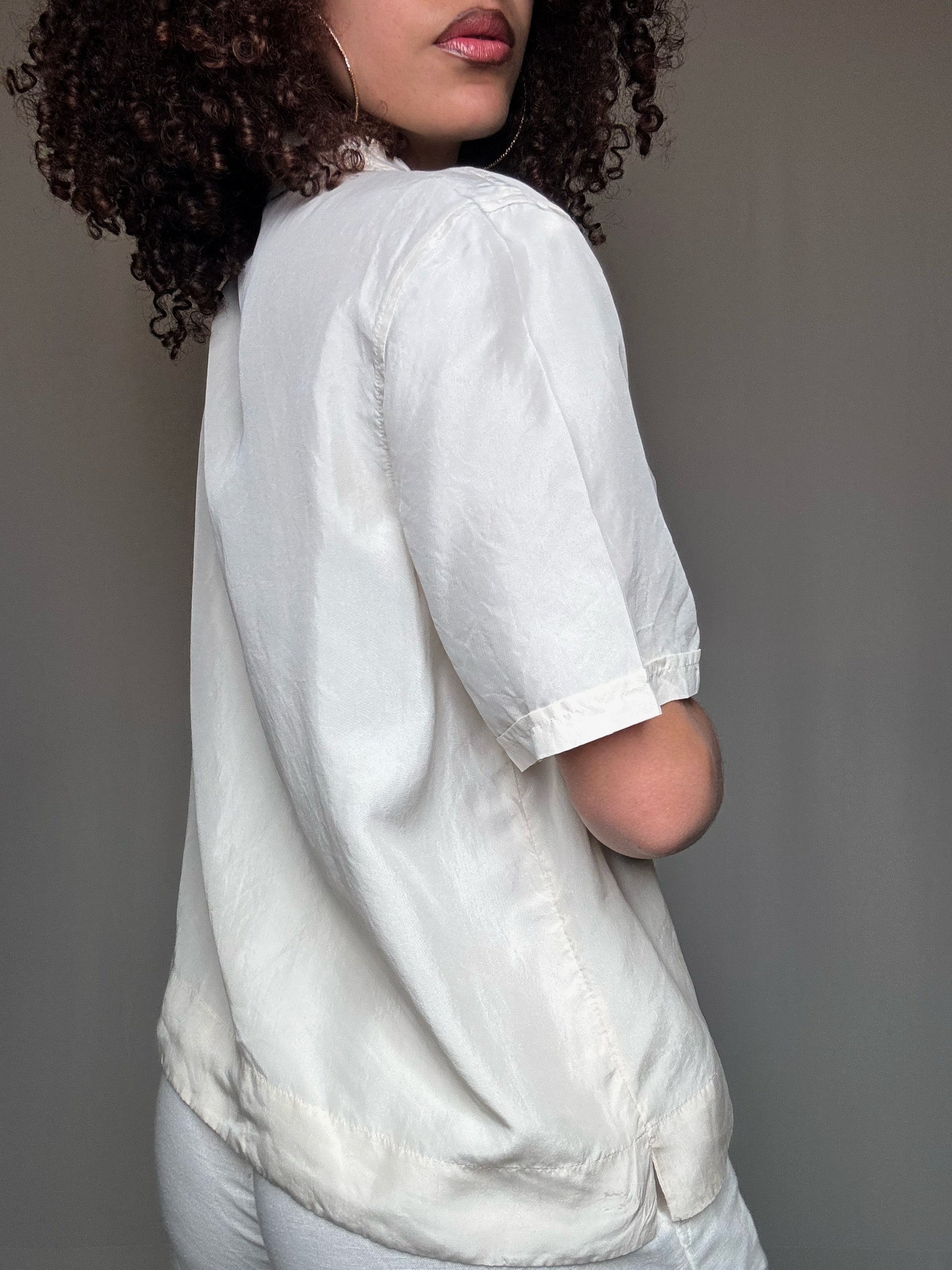 Chemisier en soie crème M/L vintage