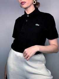LACOSTE M Vintage schwarzes Kurzarm-Poloshirt
