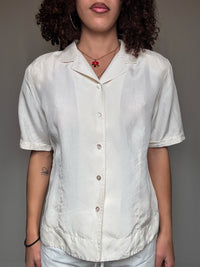 Chemisier en soie crème M/L vintage