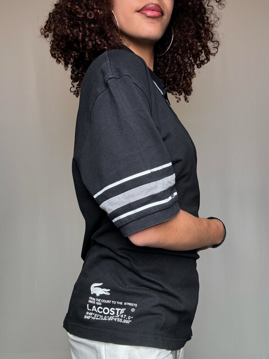 Polo noir Lacoste L vintage