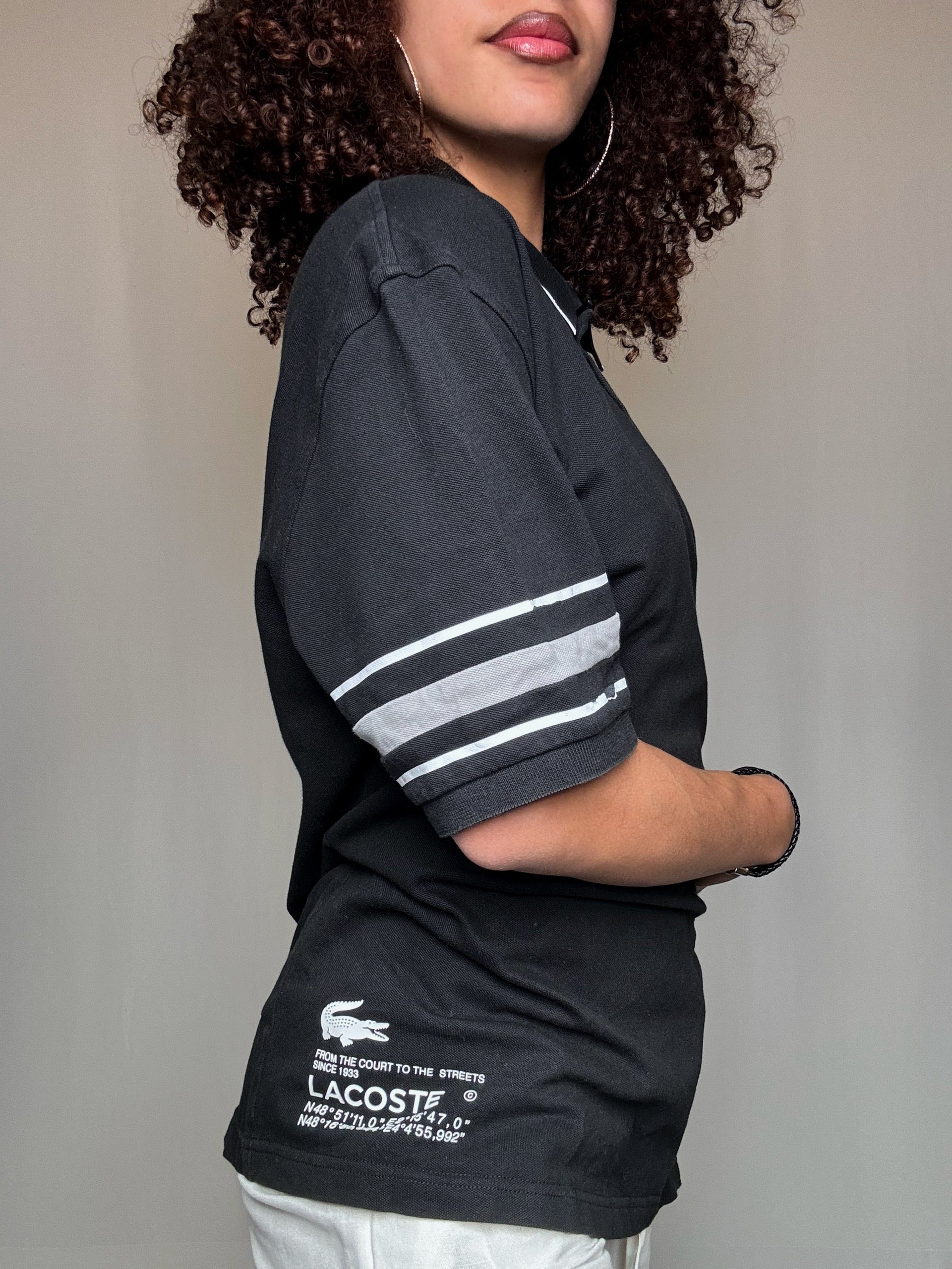 Polo noir Lacoste L vintage