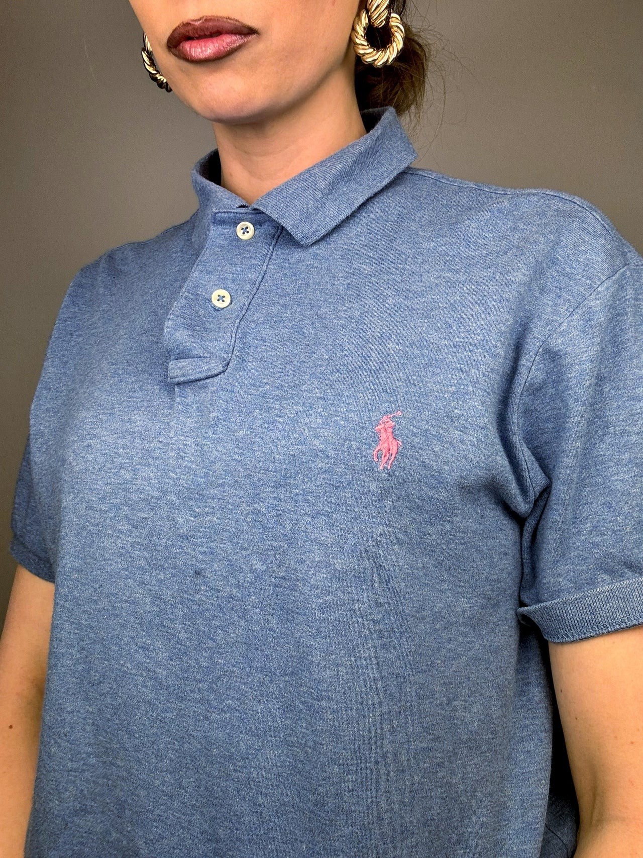 Polo manches courtes bleu RALPH LAUREN M Vintage