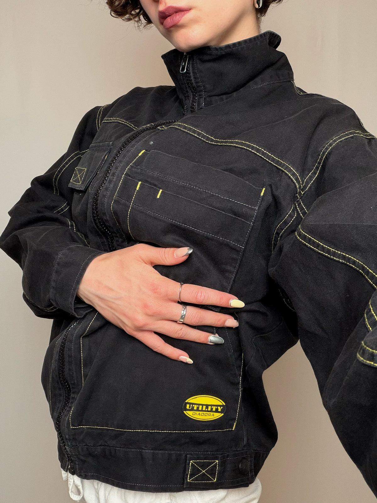 Veste en denim avec zip M vintage