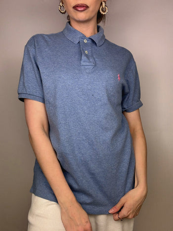 Polo manches courtes bleu RALPH LAUREN M Vintage