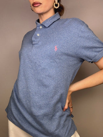 Polo manches courtes bleu RALPH LAUREN M Vintage