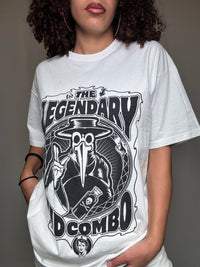 Weißes T-Shirt mit L-Vintage-Aufdruck