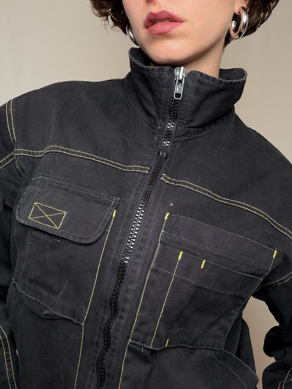 Veste en denim avec zip M vintage