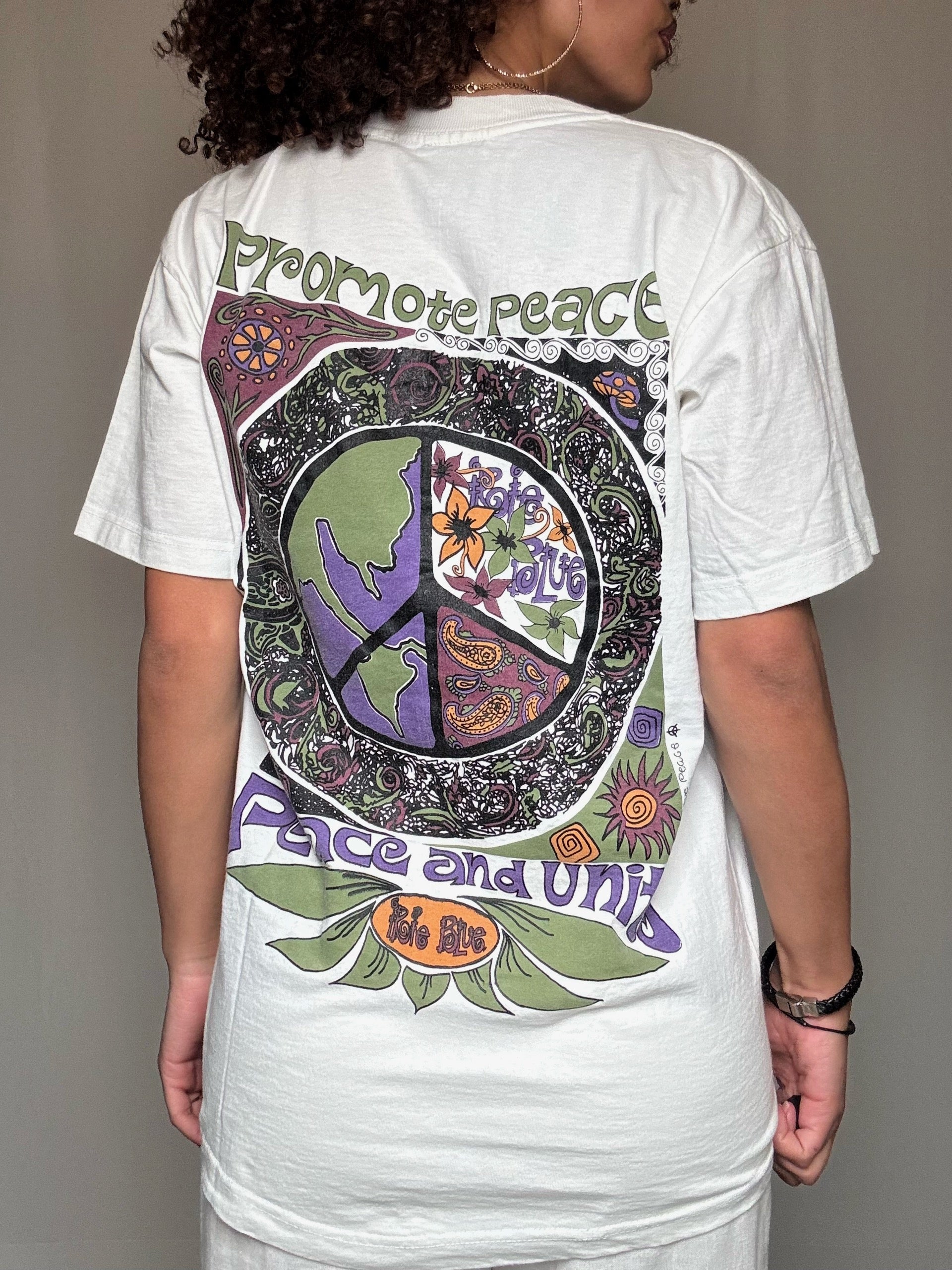 Tshirt blanc imprimé M vintage