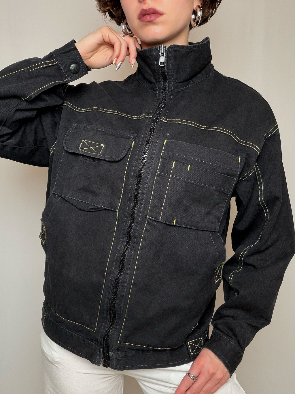 Veste en denim avec zip M vintage
