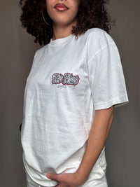 Weißes T-Shirt mit Vintage-Print, Größe M