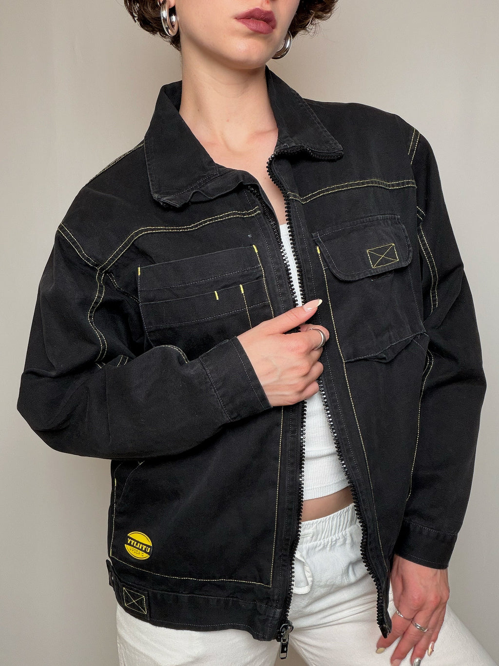 Veste en denim avec zip M vintage