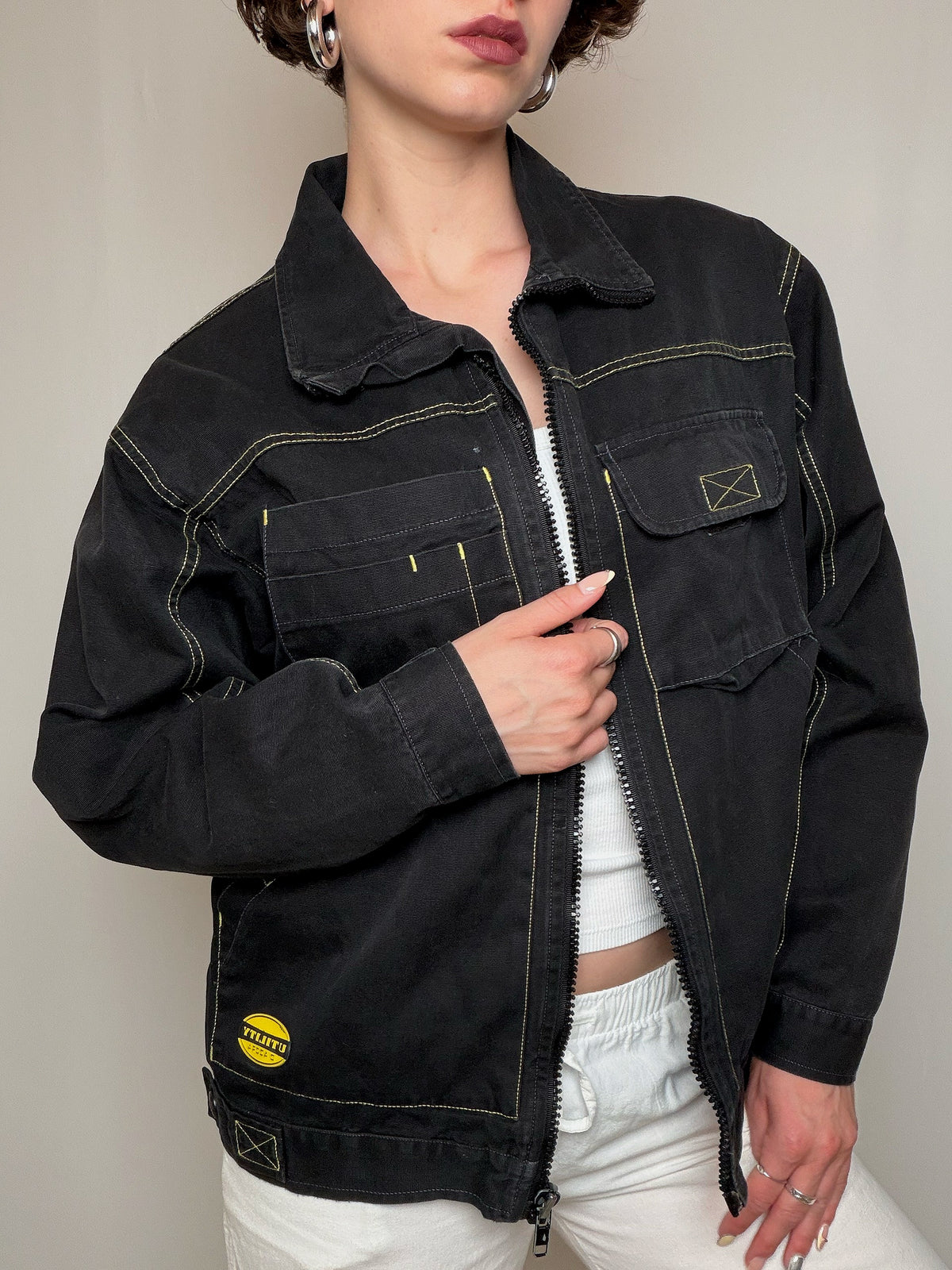 Veste en denim avec zip M vintage