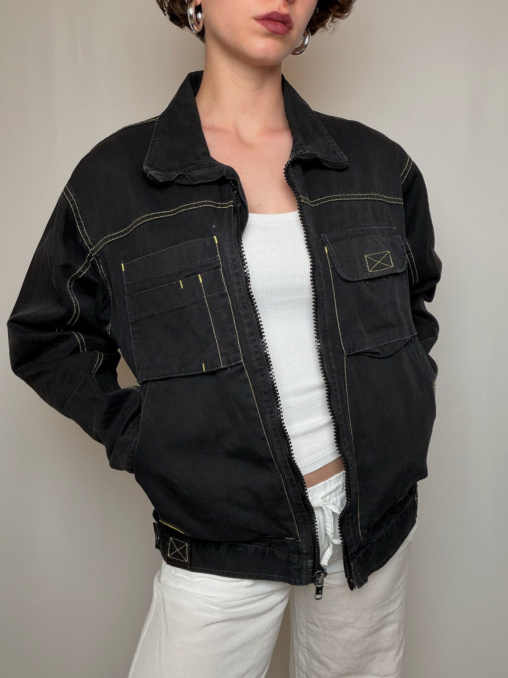 Veste en denim avec zip M vintage