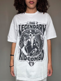 Weißes T-Shirt mit L-Vintage-Aufdruck